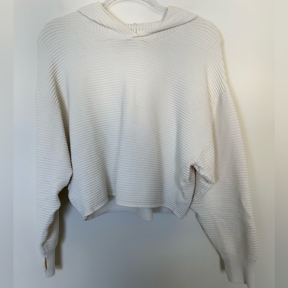 Aerie Offline Cream Cropped Hoodie Sweatshirt‎ Size Small